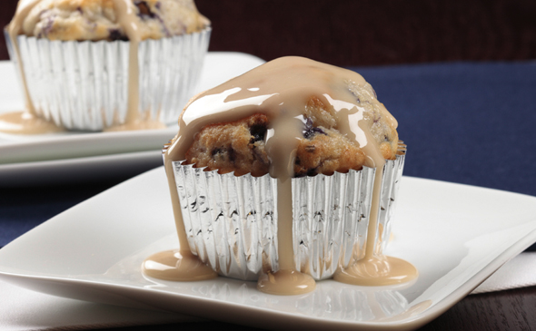 Vanilla-Maple Glazed Blueberry Muffins
